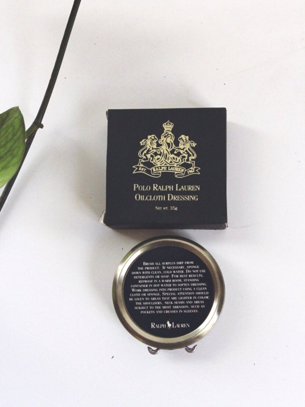 Vintage Polo Ralph Lauren Oilcloth Dressing Tin Box New NIB Care Balm - Picture 2 of 5